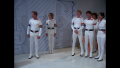 Defense Directorate cadets watch Maj. Duke Danton and Capt. William "Buck" Rogers fight (BR25: "Planet of the Slave Girls").